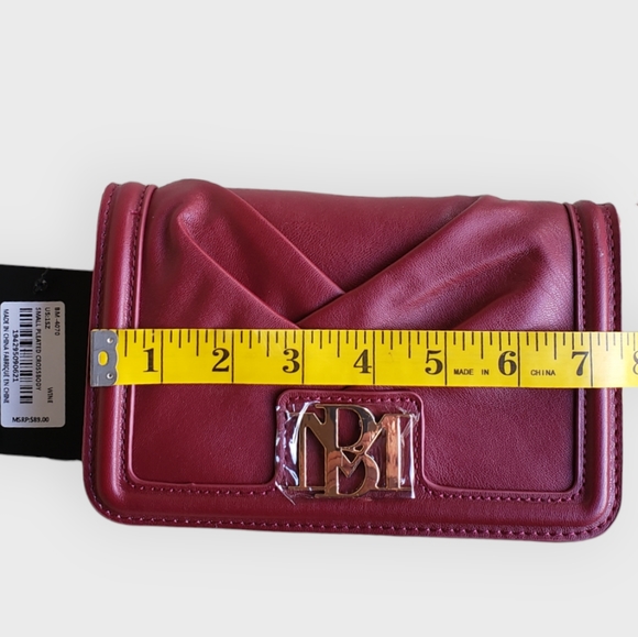 NWT BADGLEY MISCHKA Pleated Wine Colored Crossbody Bag - Picture 9 of 11